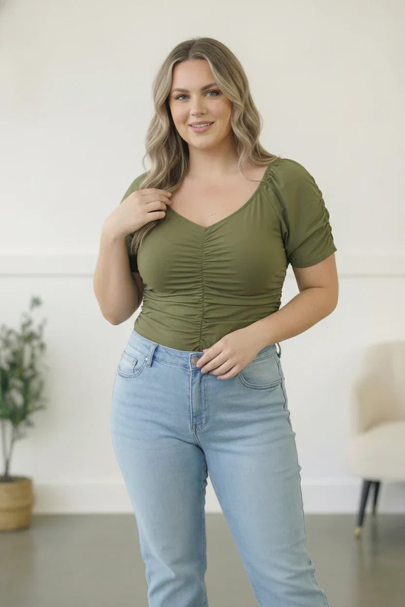 Luxe Ruched Bodysuit - Cream
