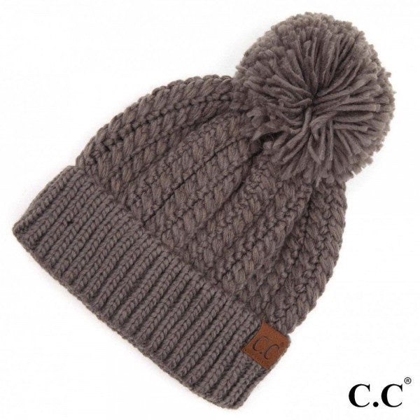 C.C. Cable Knit Pom Beanie