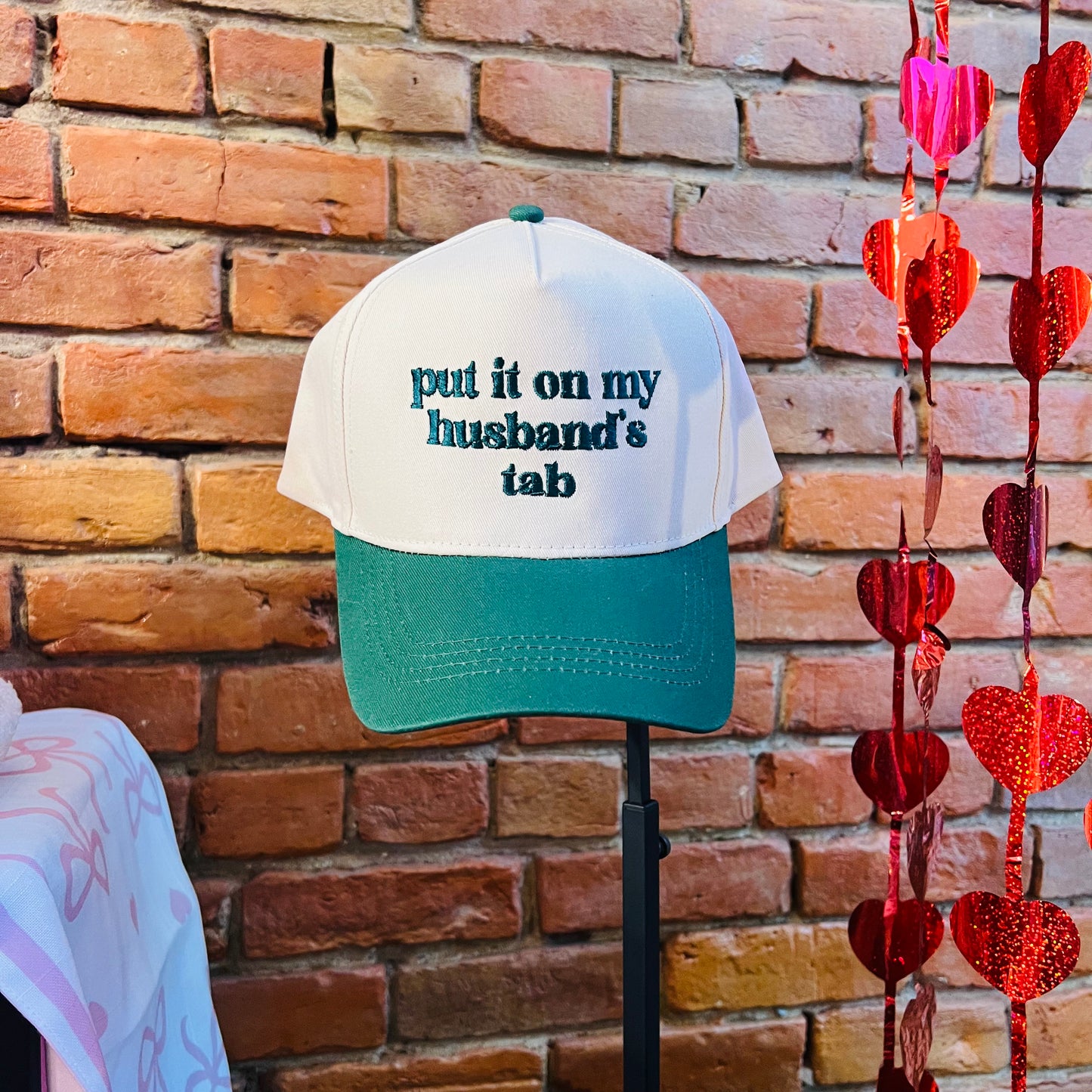 Put it on my husbands Tab embroidered Hat