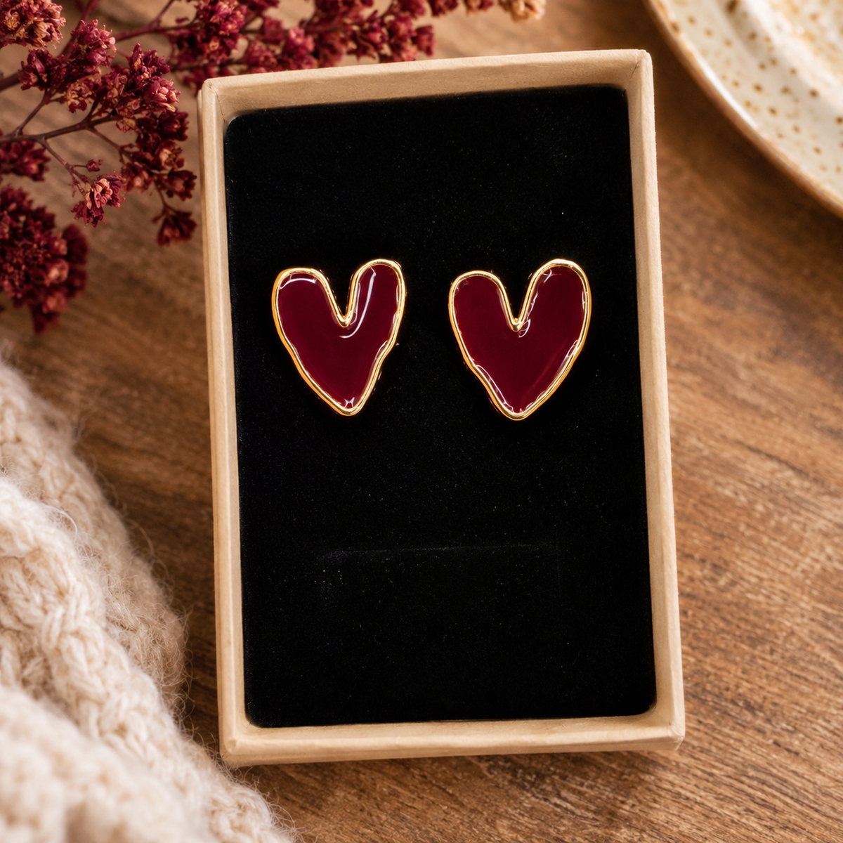 Love you more Heart Studs