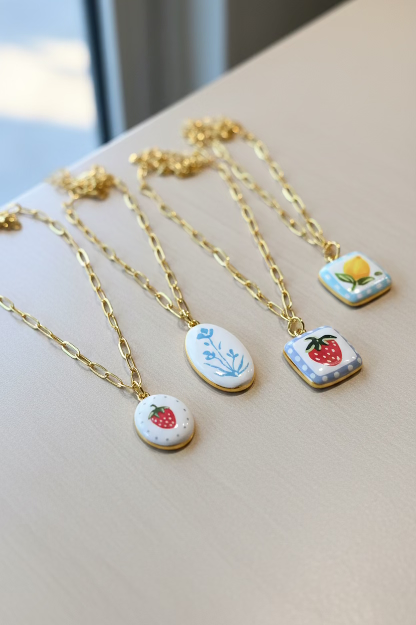 Hand Painted Enamel Necklace