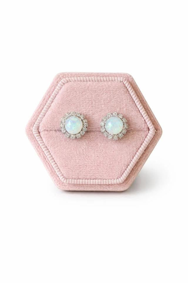 Halo Opal Aurora Stud Earrings