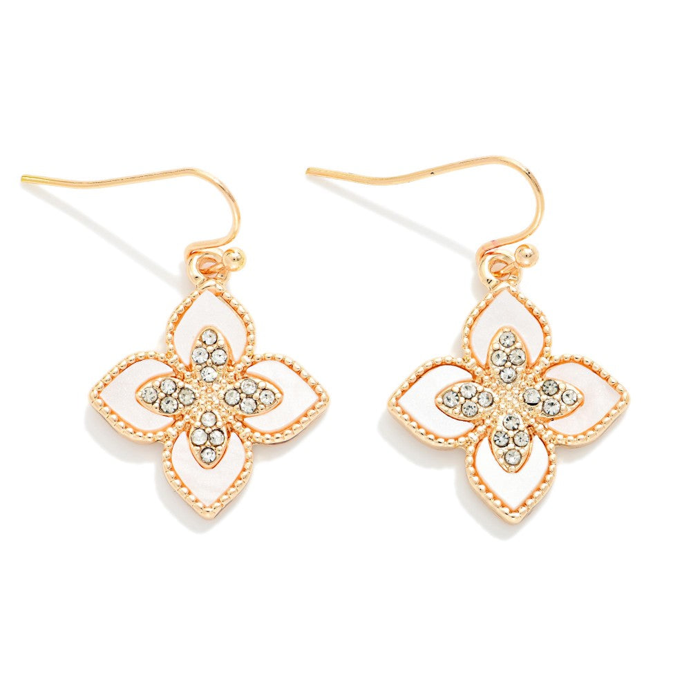 Pearlescent clover drop earrings