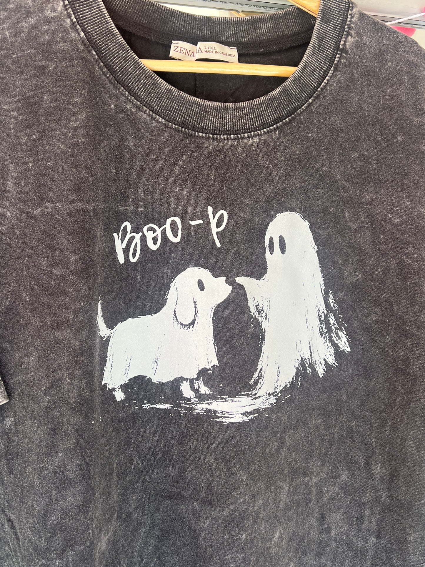 Halloween Dog Boop Acid Wash Tee