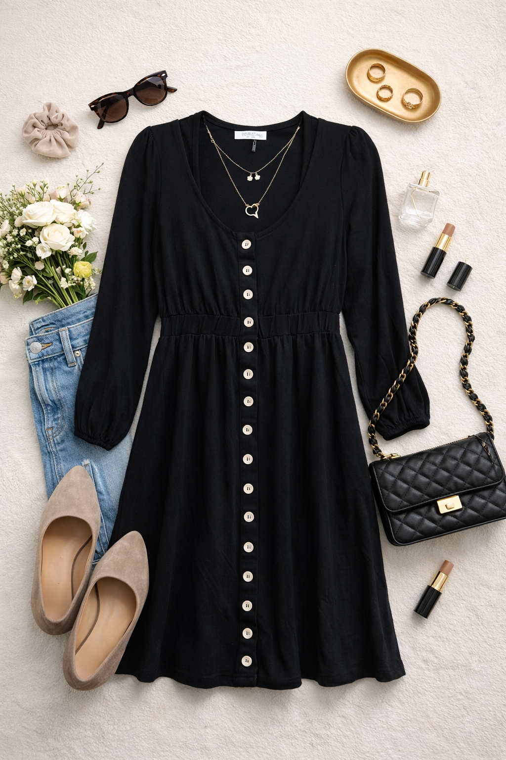 Midnight Muse Button Front Dress