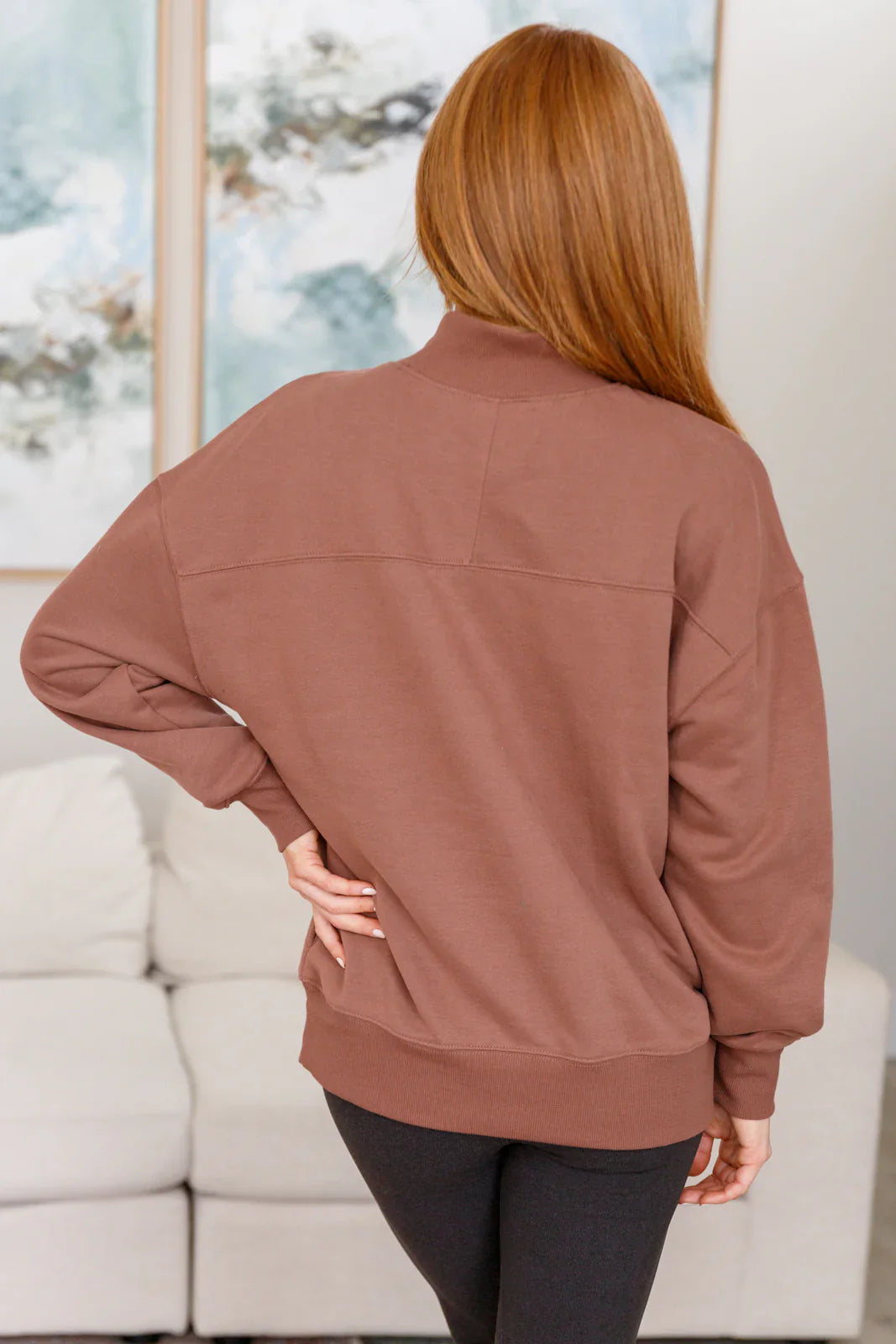 Chocolate Mock Neck Pullover