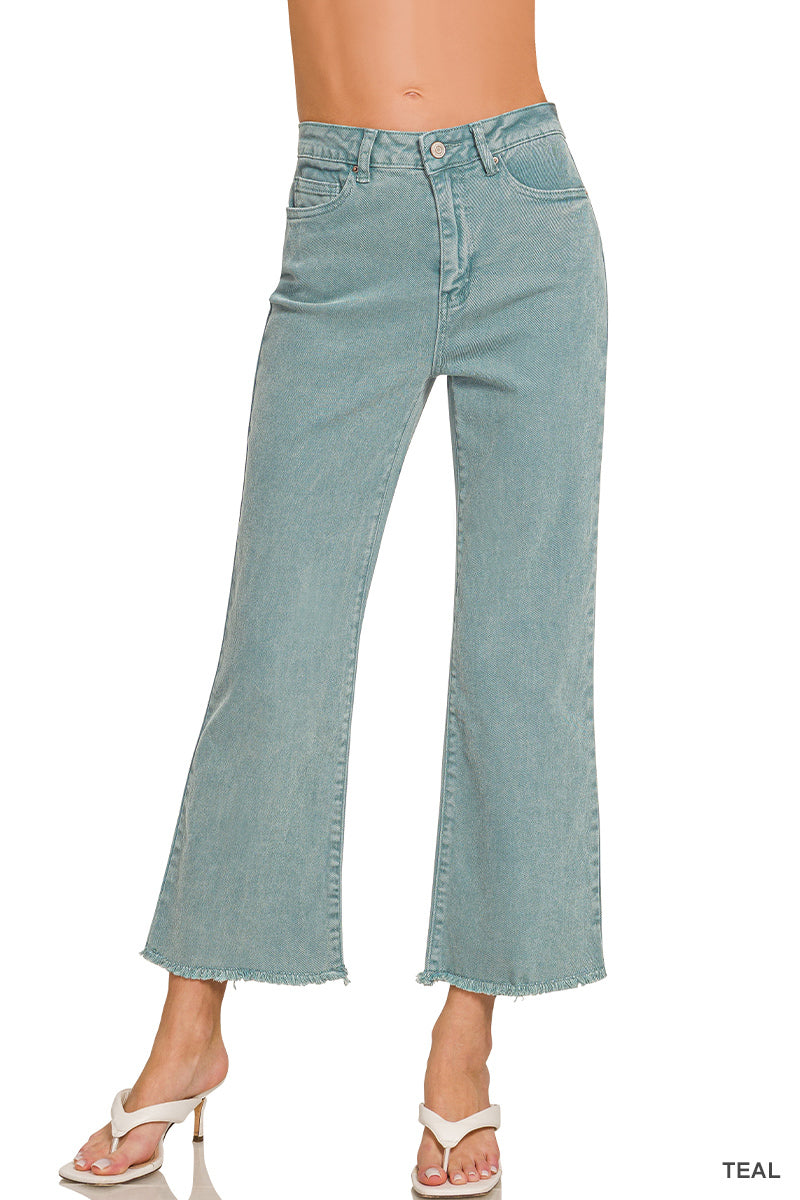 Acid Washed Frayed Hem Crops