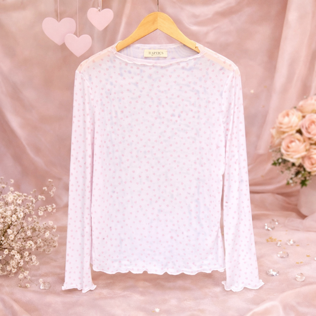 Love Notes Mesh Top in Black and White