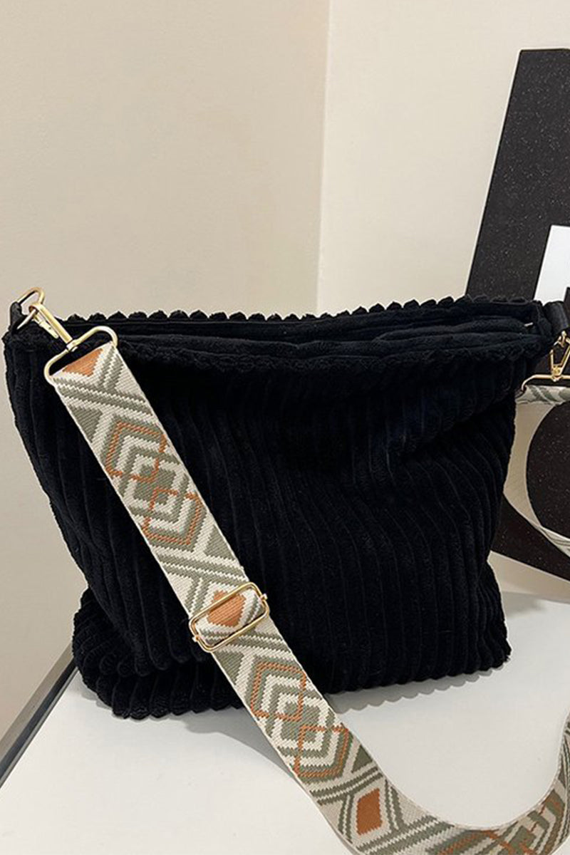 Corduroy tote bag with guitar shoulder strap