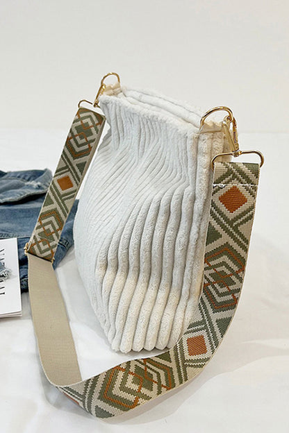 Corduroy tote bag with guitar shoulder strap