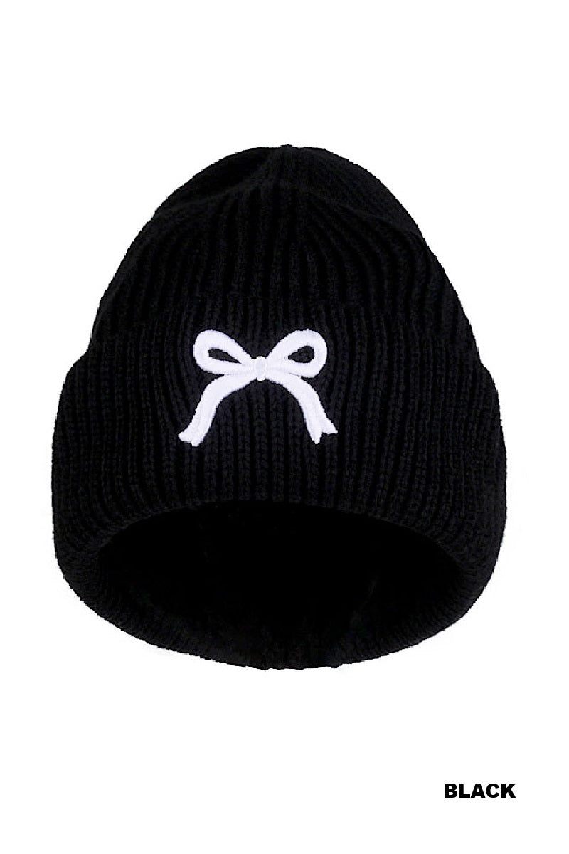 Embroidered coquette beanie