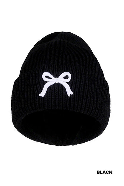 Embroidered coquette beanie