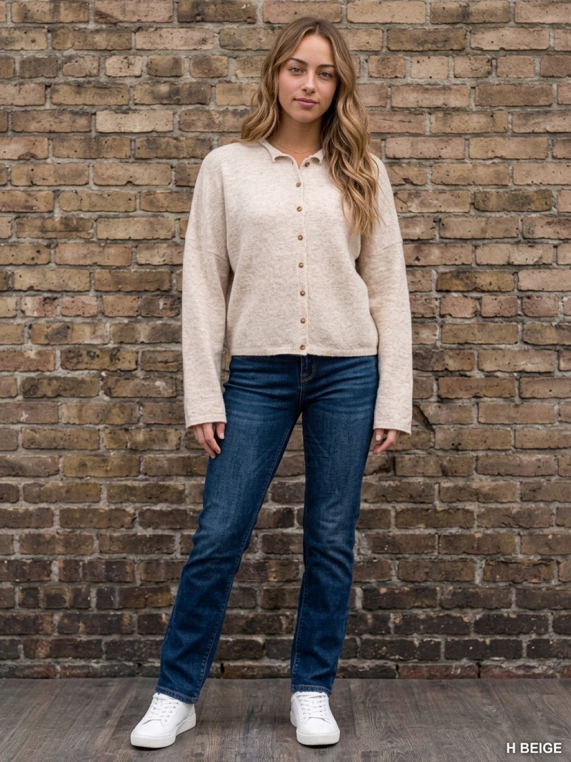 Half collar button down cardi