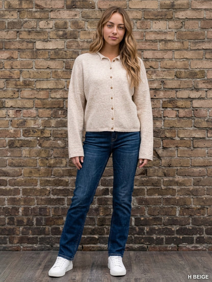 Half collar button down cardi