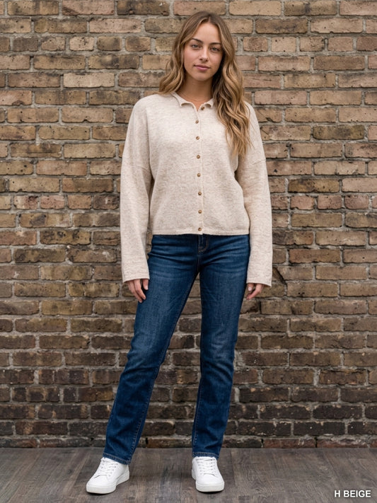 Half collar button down cardi