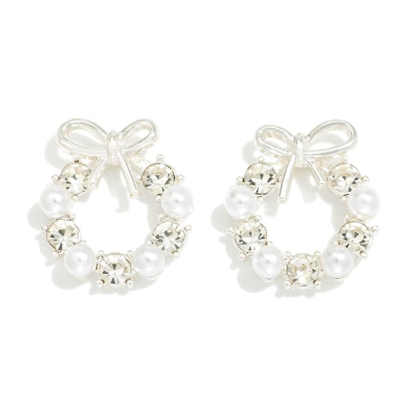 Pearl & Rhinestone Wreath Earrings