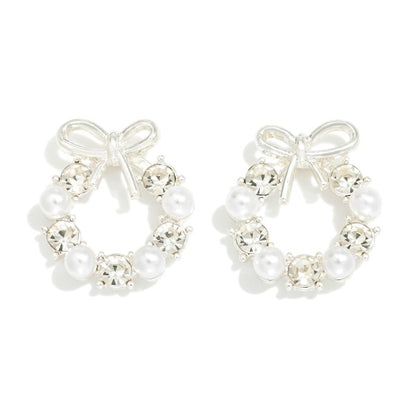 Pearl & Rhinestone Wreath Earrings