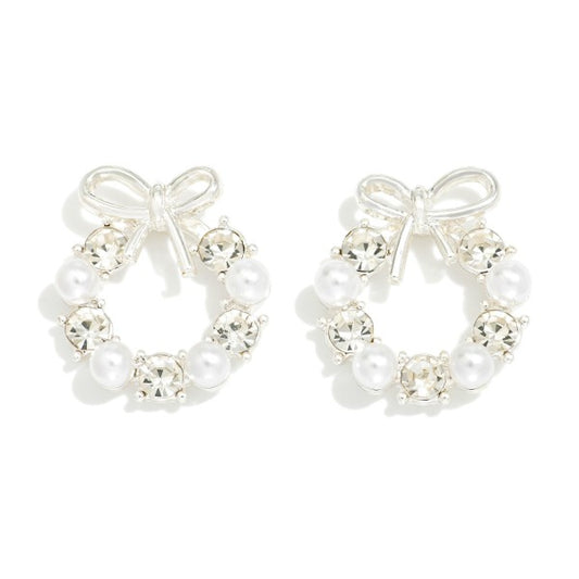 Pearl & Rhinestone Wreath Earrings