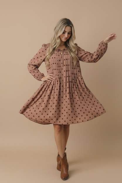 Mocha Polkadot Dress