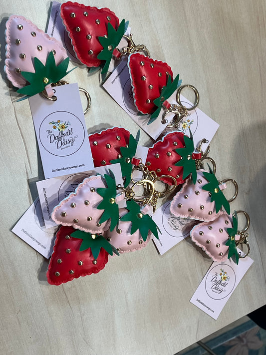 Studded Strawberry Bag Charm