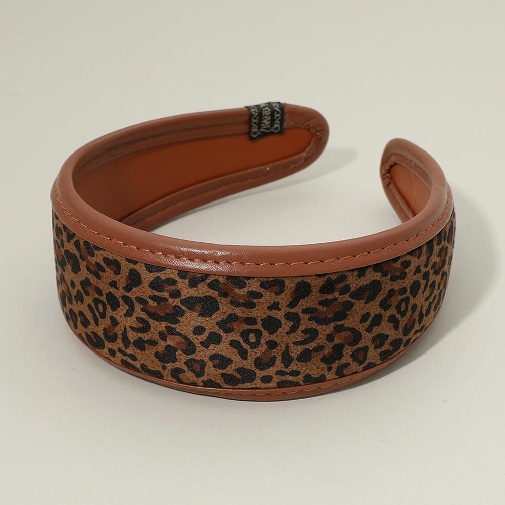 Leopard and leather headband