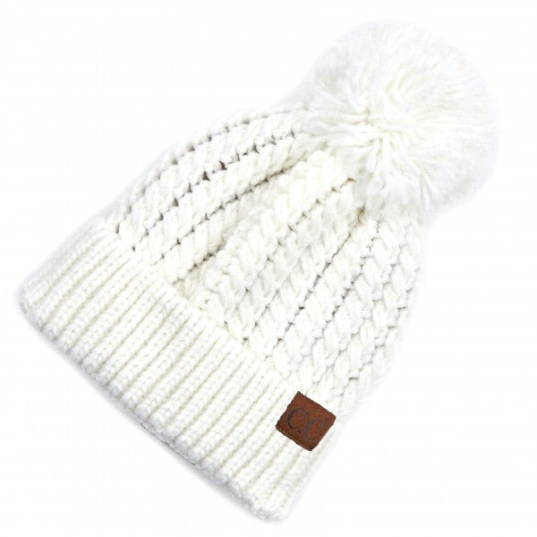 C.C. Cable Knit Pom Beanie