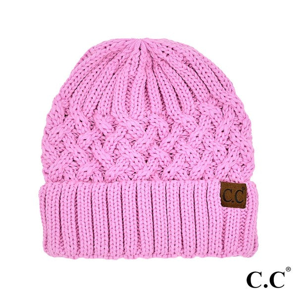 Lattice CC Beanie in Pink