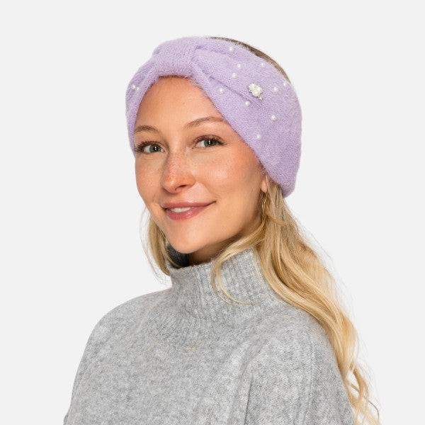 fuzzy Knit Pearl Ear warmer