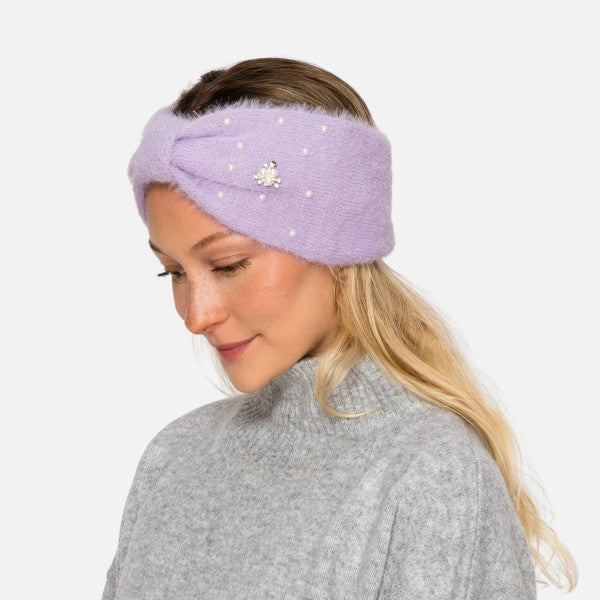 fuzzy Knit Pearl Ear warmer