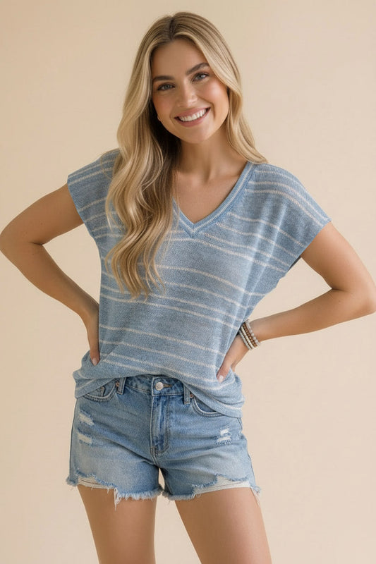 Blue Skies Stripe Sweater Tee