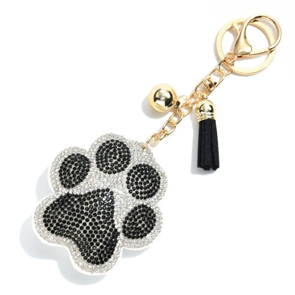 Rhinestone Studded Bag Charm - Paw