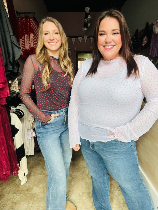 Love Notes Mesh Top in Black and White