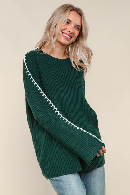 Whip Stitch Sweater in Hunter