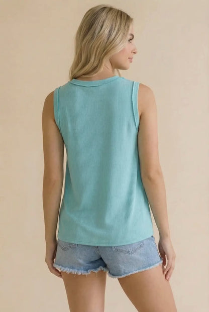 Favorite Ribbed Tank Top in Aqua