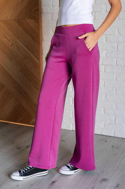 Dear Scarlett wide leg cropped pant in magenta