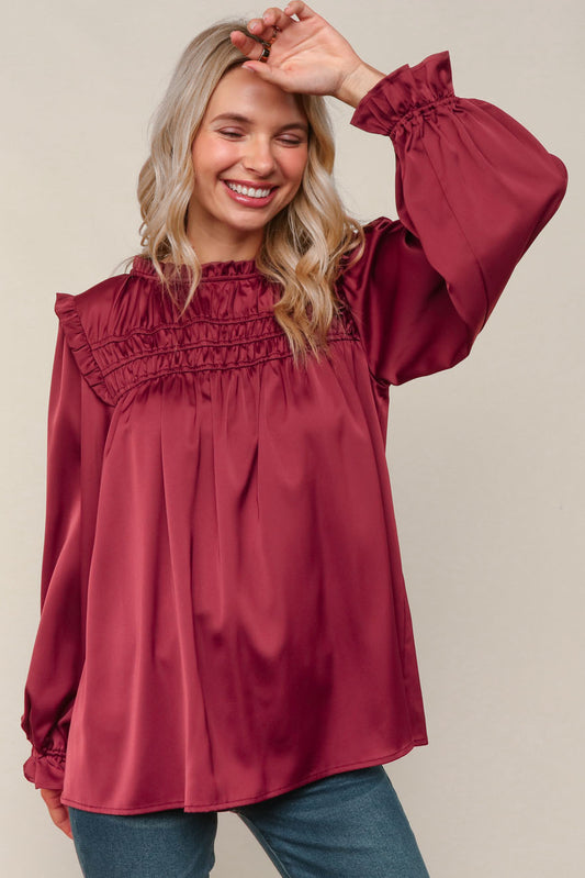 Burgundy Satin  Blouse