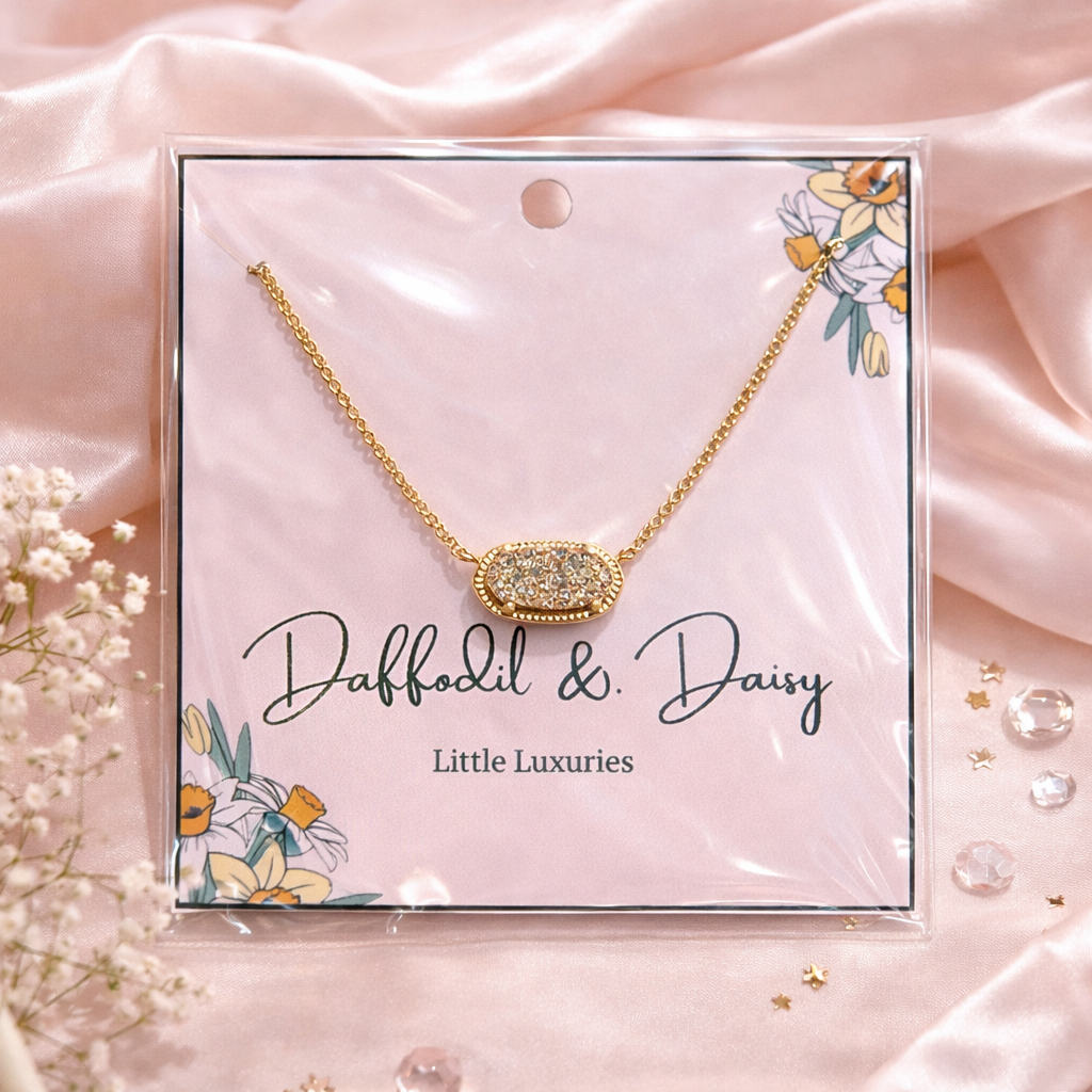 Gold Druzy Pendant Necklace