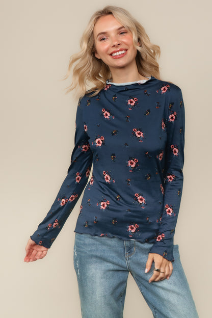 Midnight Garden Top – Navy Floral