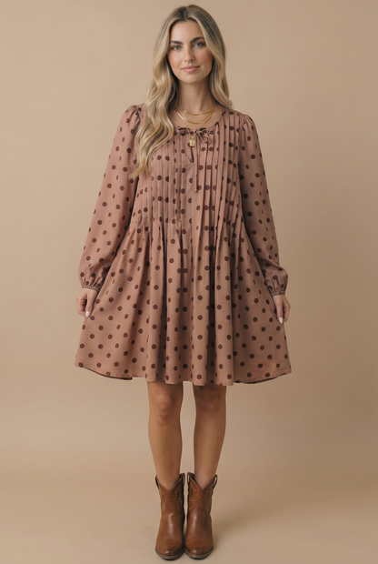 Mocha Polkadot Dress