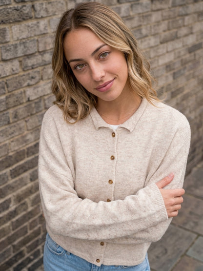 Half collar button down cardi