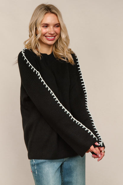 Whip Stitch Sweater in Black