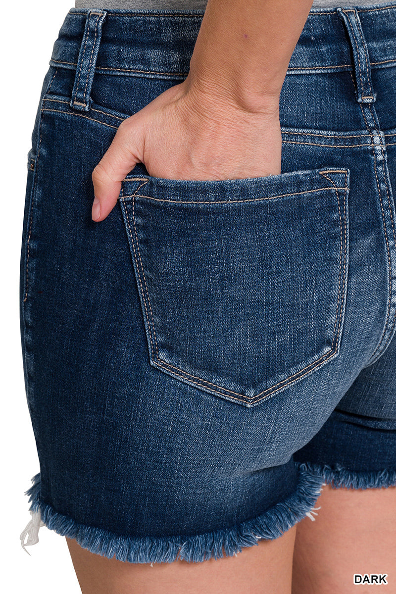 Frayed Hem Denim Shorts