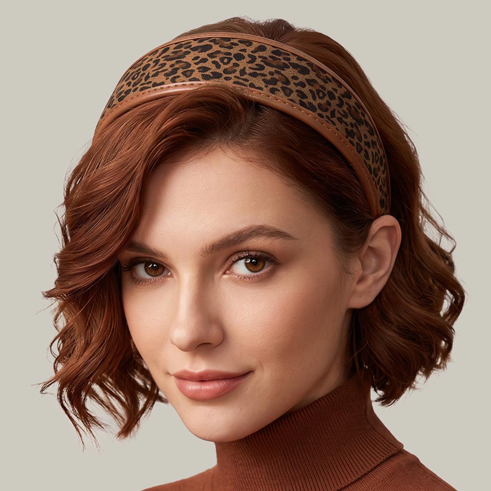 Leopard and leather headband