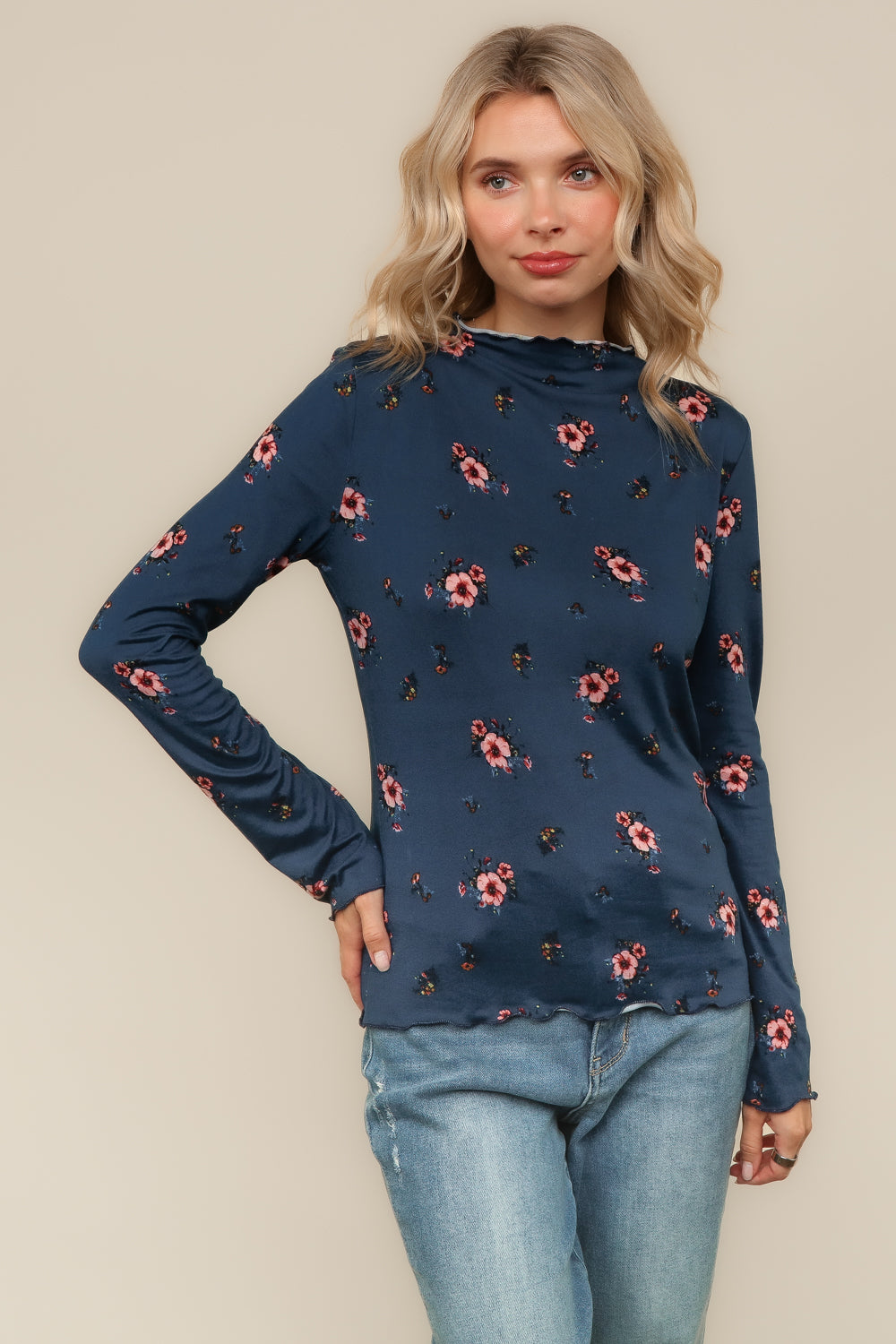 Midnight Garden Top – Navy Floral