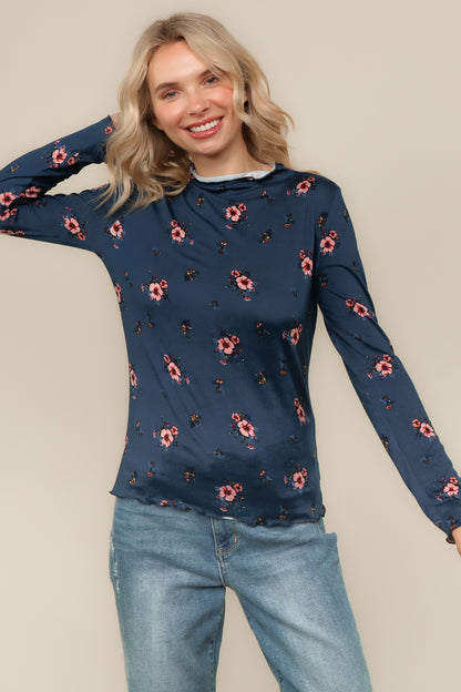 Midnight Garden Top – Navy Floral