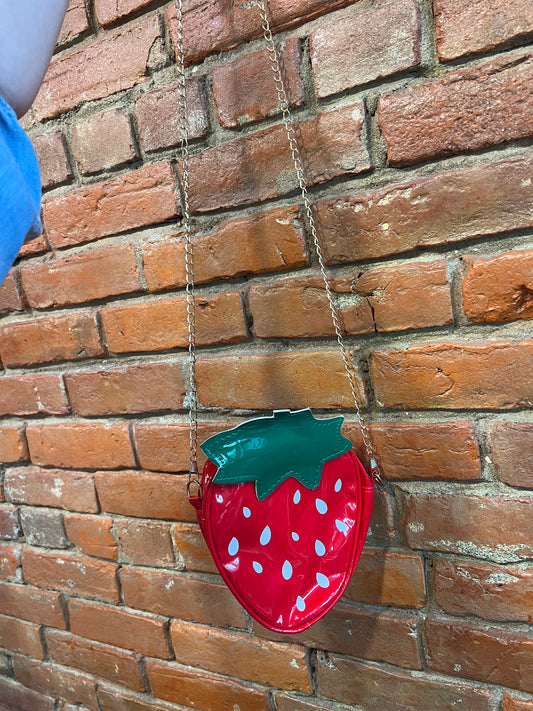Mini Strawberry Purse with Gold Strap