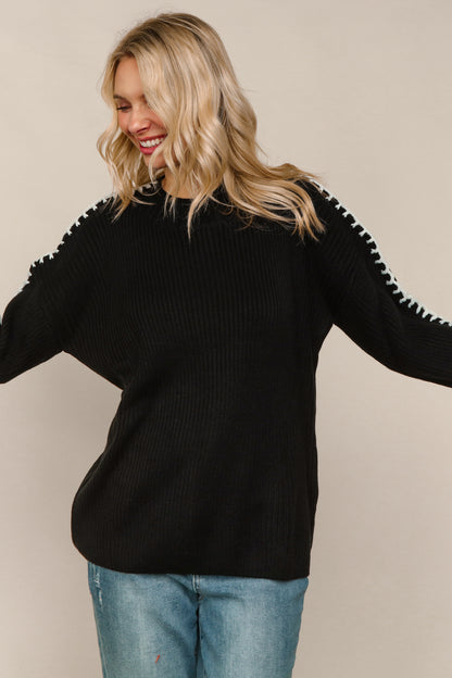 Whip Stitch Sweater in Black