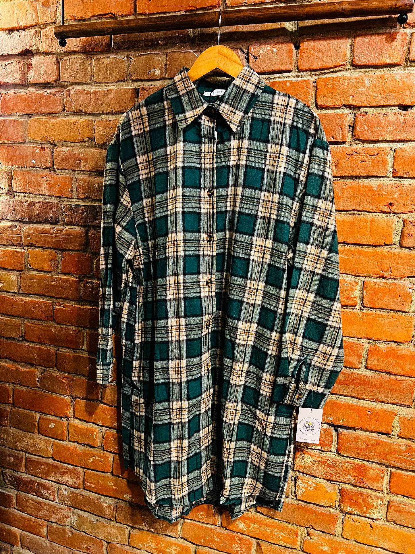 Evergreen Plaid Shirt Dress