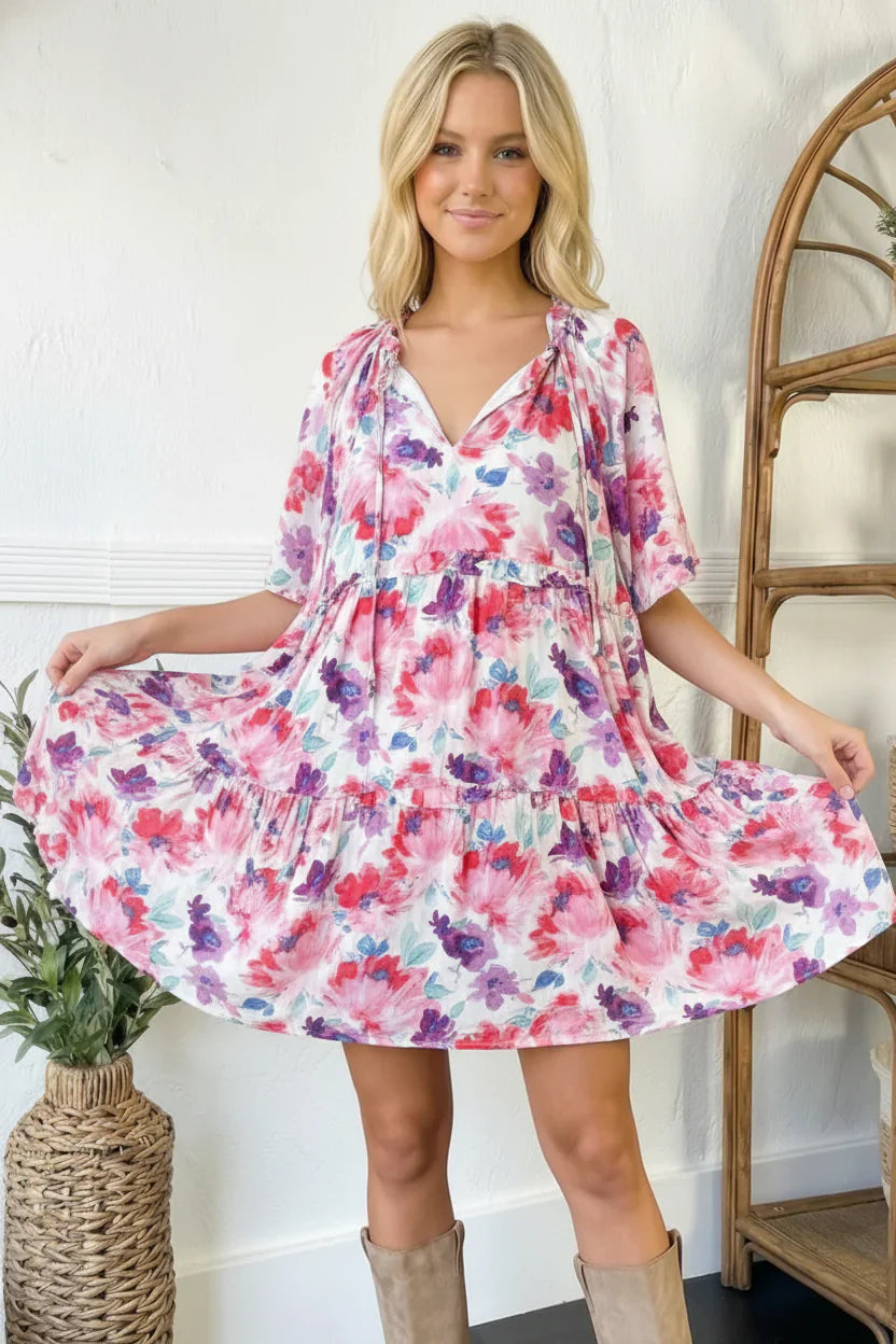 In Full Bloom Floral Mini Dress