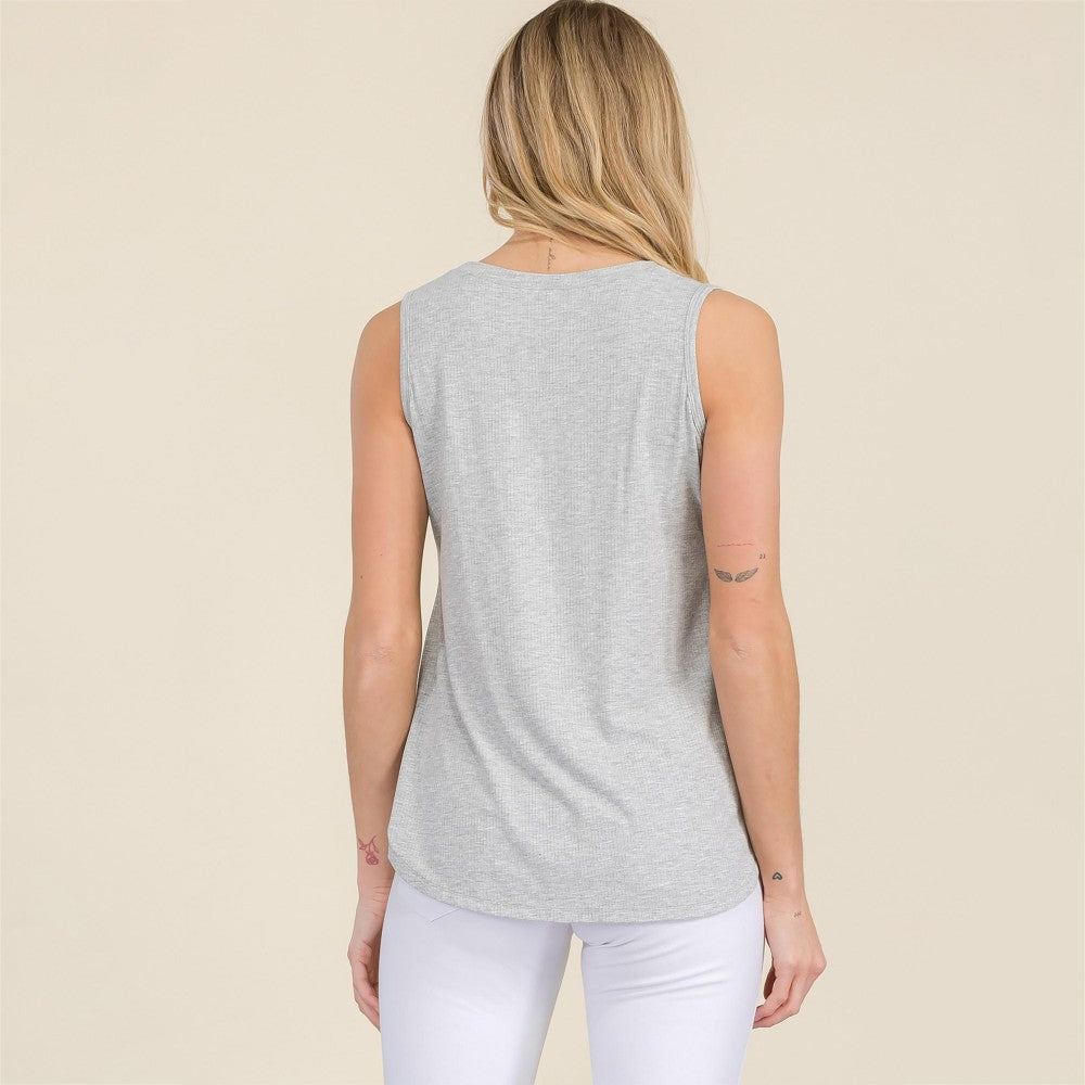 Breezy Bloom Ribbed Tank Top